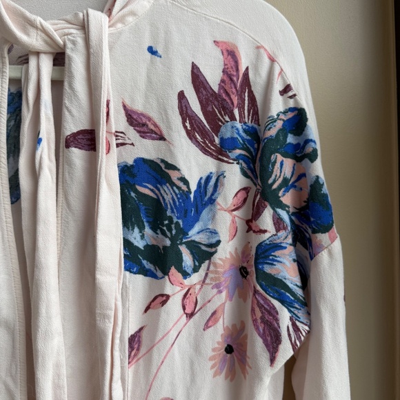 Free People Gemma Watercolor Floral Choker Neck Tunic Mini Dress – Size S - Picture 7 of 11